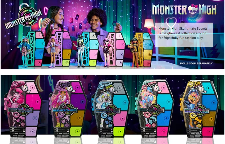  Monster High Doll and Fashion Set, Cleo De Nile with Dress-Up  Locker and 19+ Surprises, Skulltimate Secrets,Black : Everything Else