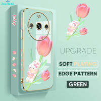 เคสโทรศัพท์นิ่มสำหรับ Realme 11 Pro 5G Realme 11 Pro + 5G ลายดอกไม้ดอกทิวลิปสวยงามเคสมือถือการ์ตูนกระต่ายน่ารักขอบสี่เหลี่ยมชุบเคสโทรศัพท์สุดหรู