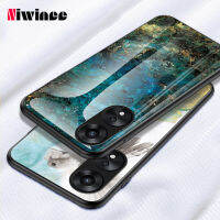 NIWINEE เคสเคสโครงอ่อนกระจกเทมเปอร์หินอ่อนเคสโทรศัพท์4G สำหรับ A38 OPPO ป้องกันรอยขีดข่วน