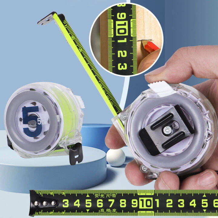 Manooby High Precision Selflocking Steel Tape Measure Fluorescent Tape