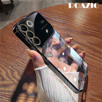 ROAZIC ที่มี V27เคสสำหรับ VIVO ฟิล์มเลนส์5G/V27 Pro/V27e Electroplated เคสใส่โทรศัพท์มุมมองขนาดใหญ่กันกระแทก TPU เนื้อนิ่มโปร่งใส C01-2ฝาหลังบางเฉียบ