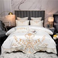 Bedding Set Luxury Nordic Gold Royal Embroidery Double Duvet Cover Pure Cotton Bed Sheets and Pillowcases Bed Comforter Set