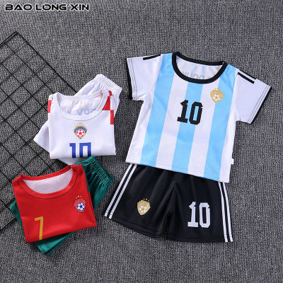 BAOLONGXIN ชุดชุดเสื้อผ้าเล่นฟุตบอลสำหรับเด็ก,เสื้อผ้าการแสดงประกวดกีฬาฟุตบอลโลกอาร์เจนตินาชุดทีมโปรตุเกส