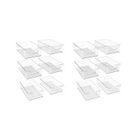 Plastic Storage Bins Stackable Clear Pantry Organizer Box Bin Containers for Organizing Kitchen Fridge, Food, Pack of 12