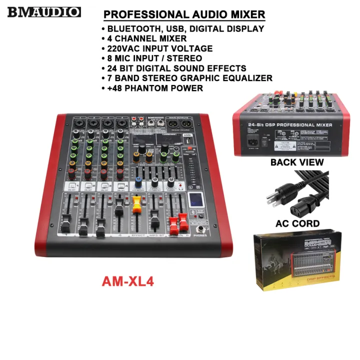 PROFESSIONAL AUDIO MIXER BLUETOOTH DIGITAL DISPLAY 7 BAND STEREO