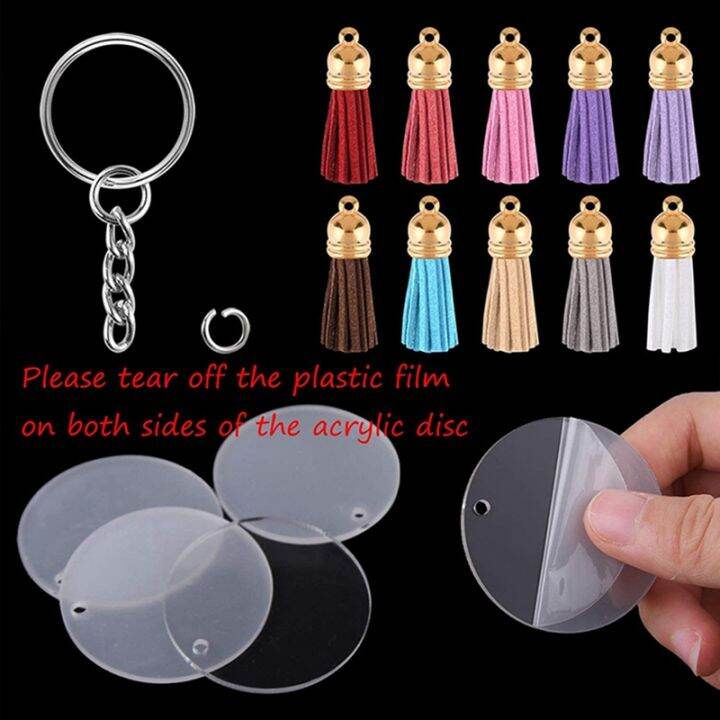 180-pieces-acrylic-keychain-making-kit-clear-acrylic-keychain-blanks-and-colorful-tassel-pendants-for-diy-projects