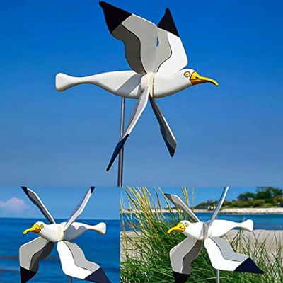 LazaraLife ตลกทนทาน Stake-Kinetic Whirligig Seagull Windmill Wind Spinner ของเล่นทนทานต่อสภาพอากาศสำหรับสวนสนามหญ้าตกแต่งการแต่งสวนนอกอาคาร