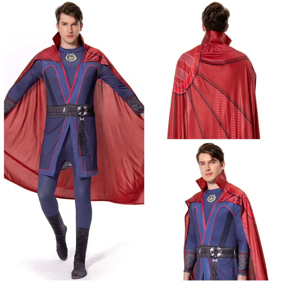 Dr Strange Costume for Mens Dr Cape Jumpsuit Ring Props with Magic Power  Necklace for Halloween