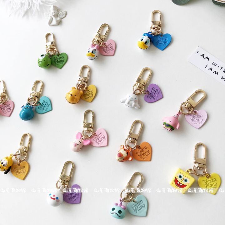 korean-cartoon-ins-star-winnie-the-pooh-donald-duck-bell-keychain-airpods-protective-case-bag-pendant