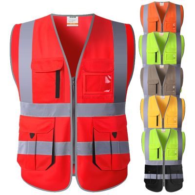 Men Woman High visibility safety vest work vest workwear safety red reflective vest construction vest with logo free shipping