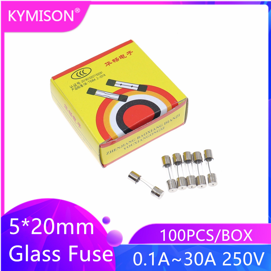 100PCS 0.5A 250V Quick Fast Blow Glass Fuses Fuze 5mm×20mm 