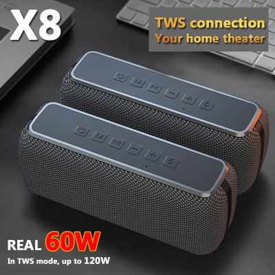 60W Big Power Bluetooth Speaker Wireless Portable Column Waterproof DSP Bass Subwoofer Music Center with Voice Assistant 6600mAh