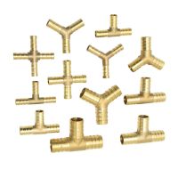 ▣❍ Brass T-Shape 8/10/12/14/16/19mm Hose Connector Y Cross 3-Way Hose Copper Barb Connector Air Water Oil Coupler Adapter 1Pcs