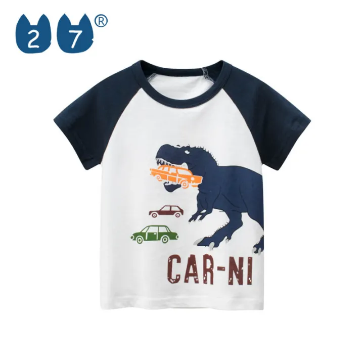27Kids Store cartoon car dinosaur Short Sleeve T-shirt Baby Boys Girls  (1Y-8Y) | Lazada PH