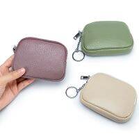 ◆ Slim Wallet for Women Soft Cow Leather Womens Coin Purse Genuine Leather Zipper Coin Wallet Casual Key Holder Small Money Bag