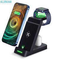 ZZOOI 3 in 1 Charging Station for Multiple Devices Fast Wireless Charger Dock Stand for iPhone 14 Pro 13 12 11 Airpods Apple Watch 8 7