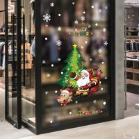 Xmas Cartoon Snowman Santa Window Wall Sticker Christmas Gift Home Decor