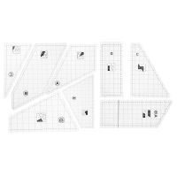 3/5ชิ้นอุปกรณ์เย็บผ้าสี่เหลี่ยมจัตุรัสไม้บรรทัดแม่แบบงานตัดเย็บแบบกริดทรงไม้บรรทัดการตัดเย็บแม่แบบควิลท์แม่แบบการเย็บปะติด DIY
