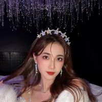 KANPANYI งดงาม หรูหรา เรียบง่าย พู่ ที่คาดผม เจ้าหญิง ดาวห้าแฉก โลหะผสม Tiaras เครื่องประดับแฟชั่น ห่วงผม Rhinestone มงกุฎเจ้าสาว