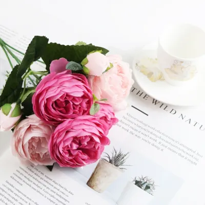 ✹☂∈ 2022 Beautiful Rose Peony Artificial Silk Flowers Small bouquet flores Home Party Spring Wedding Decoration Fake Flower R3