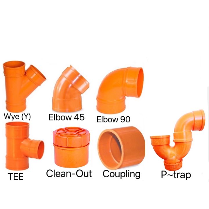 2inch PVC Pipe Orange Black Fittings (CouplingElbowTeeWyeCleanOutP-trap ...