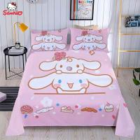 Kawaii Cinnamoroll Mymelody P Ompom Purin แผ่นอะนิเมะการ์ตูน Sanrio พิมพ์ผ้าปูเตียงเดี่ยวเตียงคู่หอพักนักศึกษาเตียง