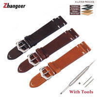 Zhangeer 18 19 20 21 22 24Mm Cowhide Watchbandวินเทจแท้หนังน้ำมันการเปลี่ยนสีสำหรับชายนาฬิกาผู้หญิงอุปกรณ์เสริมสายรัดข้อมือ