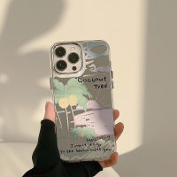 เคสป้องกันโทรศัพท์มือถือปลายสูง12ขนาดเล็กแบบสบายๆ Apple iPhone 14/13/12/11/X/xs/xr ต้นมะพร้าวฤดูร้อนแบบสดใส13 Pro Max เคสโทรศัพท์มือถือซิลิโคน14 Plus พร้อมกระจกแต่งหน้าเคสป้องกันโทรศัพท์มือถือ12เคสนิ่มสไตล์วันหยุดที่ล้อมรอบอย่างเต็มที่ป้องกันการตก