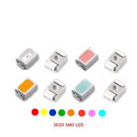 100ชิ้น3020 LED แบบ SMD สีแดงสีฟ้าเขียวเหลืองส้มสีเหลืองอำพันน้ำเงินเข้มชมพู (สว่างมาก) อุปกรณ์โคมไฟทำเล็บ20mA