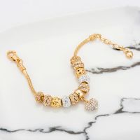 Crystal Heart Charm celets &amp; Bangles Gold Color celets For Women