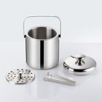 Double-Wall Stainless Steel Insulated Ice Bucket with Lid Tong Handle for Home Bar Chilling Beer Champagne Wine