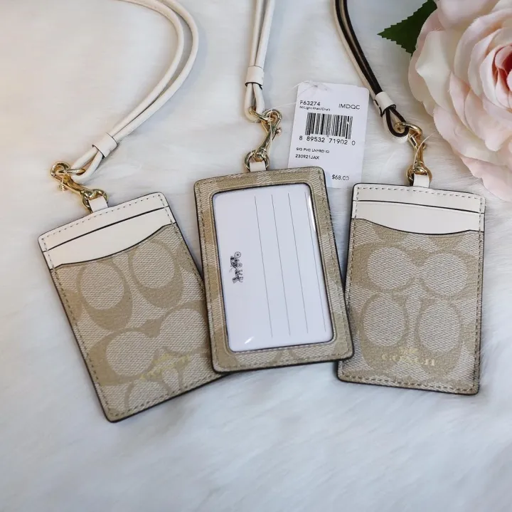 Coach Id Lanyard In Signature Canvas F63274 Chalk Lazada PH