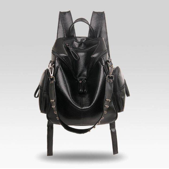 women-backpack-purse-3-ways-pu-washed-leather-rivet-studded-ladies-rucksack-shoulder-bag-black