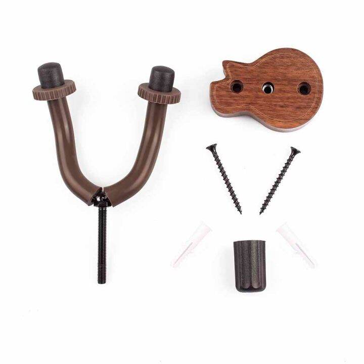 wooden-guitar-stand-hanger-hook-holder-wall-mount-stand-rack-bracket-display-fits-most-guitar-bass-ukulele-easy-install-screws