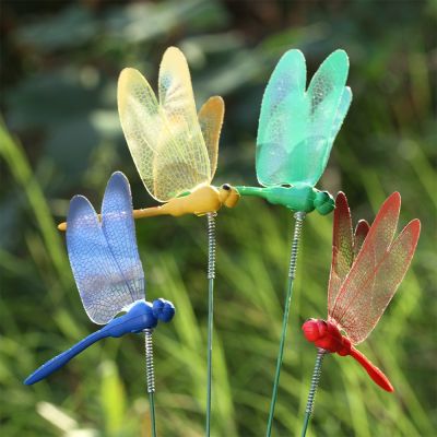 【CC】♞☸  5Pcs Butterfly/Dragonfly Thin Stick Handicraft Yard Lawn Artificial Ornament With Stem Garden