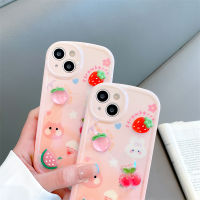 เคสโทรศัพท์แตงโมเชอร์รี่สามมิติวงรีแฟชั่นสำหรับแอปเปิ้ลไอโฟน11 12 13 14 Pro Max ฝาครอบเนื้อนิ่ม TPU กันกระแทกสุดหรู