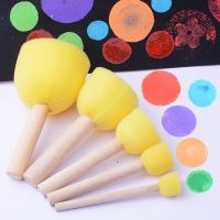 hot【DT】◎❡▤  5set for art painting diy toy materials Sponge foam brush  with wooden handle children sponge