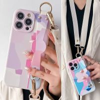 SoCouple Neck Wrist Strap Case For iphone 14 13 12 11 Pro Max XR X Xs Max Color Soft TPU Crossbody Lanyard Phone Holder Cover