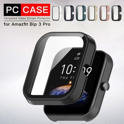 Hard PC Case With Tempered Glass Screen Protector for Amazfit Bip 3 Pro All Around Coverage Protective Bumpers Cover Accessories Cases Cases
