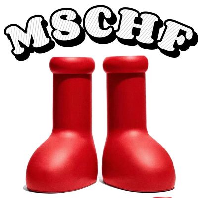 TOP☆MSCHF Big Red Boots Astroboy Fashion Boots Rubber Sole Cartoon EVA Red Boots Mschf Shoe Boots Astro Big Red Shoes Childrens Adult Shoes