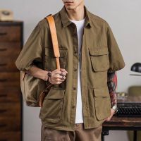 CODAndrew Hearst ✦MOLLGE✦ Summer Basics Many Pockets Workwear Long Sleeve Shirts Mens Casual Adult Khaki Work Shirts Tops Baju Kemeja Lelaki Lengan Panjang