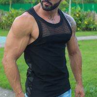 hot【DT】 Mens U-neck Chest Mesh Sleeveless T-Shirts 2023 Tee Clothing Men Size 5XL