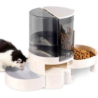 Automatic Pet Feeder and Water Dispenser - Rotating Storage Gravity Pet Water Dispenser Set with Dog Water Food Bowl