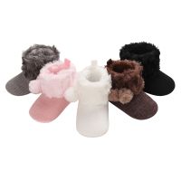 【hot】！ Toddler Baby Shoes Color Anti-Slip Prewalker Cotton Fuzzy Balls Shoes for Kids Pink/White/Gray/Black/Brown