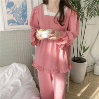 2021Alien Kitty Comfortable Solid Women Students Sweet 2021 Chic Loose Cotton Fashion Long Sleeve Sleepwear Home Wear Pajamas Suits