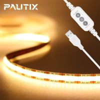 PAUTIX DC 5V COB LED Strip Light USB with Mini Controller Dimmable Soft Flexible Tape High Density 320LEDs Linear LED Lights LED Strip Lighting