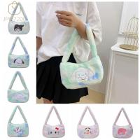 JPM7200 Cinnamoroll Kuromi กระเป๋าสะพายข้างผ้ากำมะหยี่ทรงสี่เหลี่ยมผืนผ้ากระเป๋าสะพายไหล่การ์ตูน Kawaii ยัดไส้ตุ๊กตากระเป๋าทรงเกี๊ยวเด็กผู้หญิง