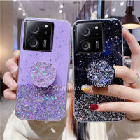 เคสมือถือใหม่2023สำหรับ Xiaomi Mi 13T Pro 13 Lite 13Pro 5G ลายท้องฟ้าเต็มไปด้วยดวงดาวเลื่อมโปร่งใสเคสใส่โทรศัพท์ TPU Silicagel เคสกันกระแทกนุ่มพร้อมขาตั้งแบบพับได้