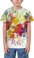 Funny Paint Drop Splatter Colorful T- Shirt Short Novelty for Boys and Girl