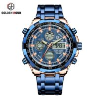fashion calendar mens watch alloy strap electronic watch wristwatches 【QYUE】